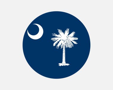 South Carolina USA Round State Flag. SC, US Circle Flag. State of South Carolina, United States of America Circular Shape Button Banner. EPS Vector Illustration.