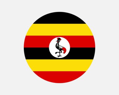 Uganda Round Country Flag. Ugandan Circle National Flag. Republic of Uganda Circular Shape Button Banner. EPS Vector Illustration.
