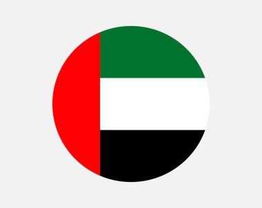 United Arab Emirates Round Country Flag. UAE Circle National Flag. Emirati Circular Shape Button Banner. EPS Vector Illustration.