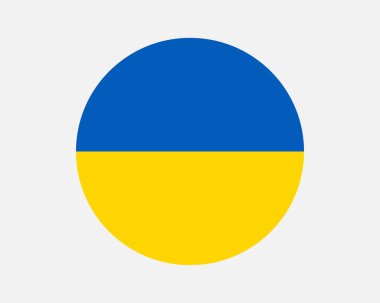 Ukraine Round Country Flag. Ukrainian Circle National Flag. Ukraine Circular Shape Button Banner. EPS Vector Illustration.