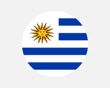 Uruguay Round Country Flag. Uruguayan Circle National Flag. Oriental Republic of Uruguay Circular Shape Button Banner. EPS Vector Illustration.