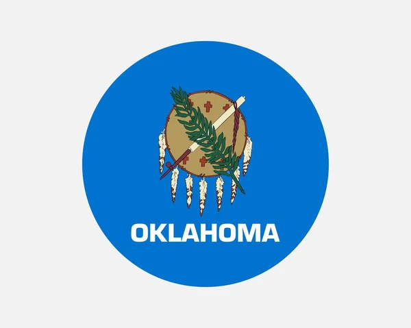 オクラホマ州の州旗 米国のサークルフラッグ 米国オクラホマ州円状のボタンバナー Epsベクトルイラスト — ストックベクタ