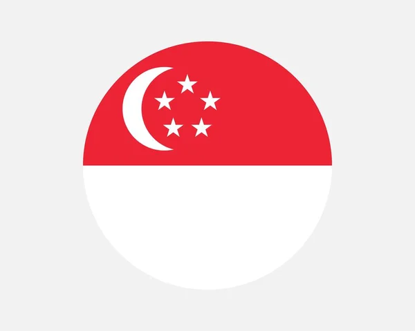 Bandera Singapur Country Bandera Nacional Del Círculo Singapur Banner Botón — Vector de stock