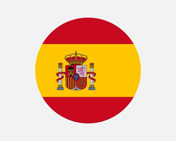 スペイン ラウンド カントリー フラッグ スペインの国旗 スペイン王国丸型ボタン バナー Epsベクトルイラスト — ストックベクタ