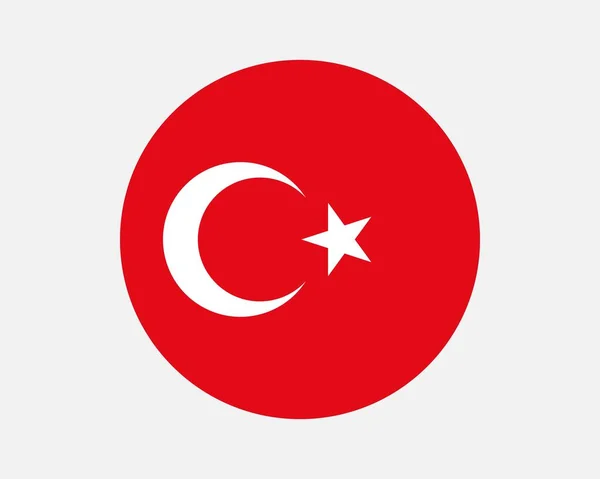 Turkey Country Flag Turkish Circle National Flag Republic Turkey Circular - Stok Vektor