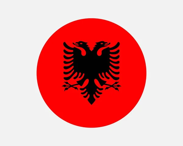 Albania Bandera País Redonda Bandera Nacional Albanesa Circular Banner Botón — Vector de stock