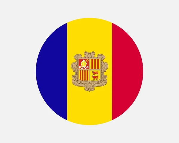 Andorra Bandera País Redonda Bandera Nacional Andorra Circular Principado Andorra — Archivo Imágenes Vectoriales