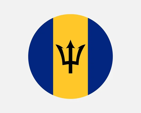 Barbados Country Flag Circular Barbadian National Flag Bajan Circle Shape — Stockvektor