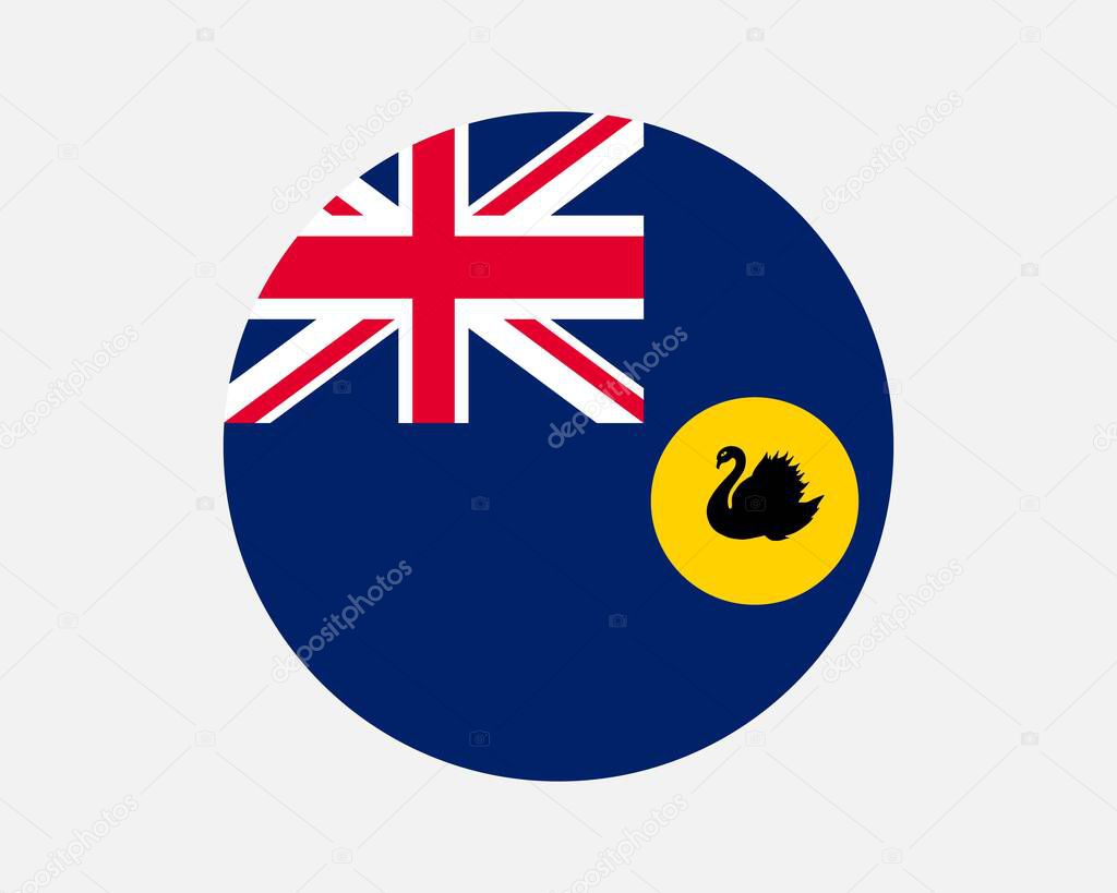 Western Australia Round Flag. WA, Australia Circle Flag. Australian State Circular Shape Button Banner. EPS Vector Illustration.