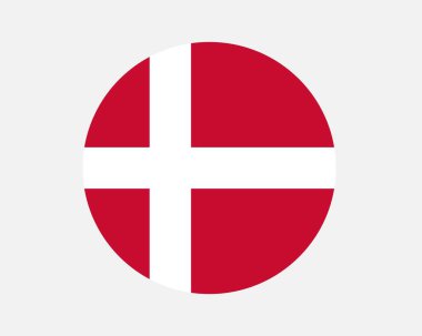 Denmark Round Country Flag. Circular Danish National Flag. Dane Circle Shape Button Banner. EPS Vector Illustration.