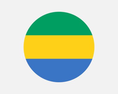 Gabon Round Country Flag. Circular Gabonese National Flag. Gabonese Republic Circle Shape Button Banner. EPS Vector Illustration.