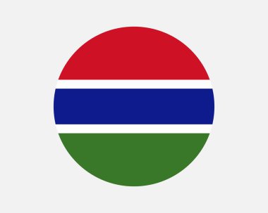 Gambia Round Country Flag. Gambian Circle National Flag. Republic of The Gambia Circular Shape Button Banner. EPS Vector Illustration.