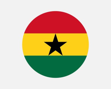 Ghana Round Country Flag. Ghanaian Circle National Flag. Republic of Ghana Circular Shape Button Banner. EPS Vector Illustration.
