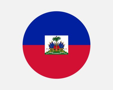 Haiti Round Country Flag. Haitian Circle National Flag. Republic of Haiti Circular Shape Button Banner. EPS Vector Illustration.