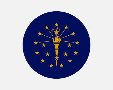 Indiana USA Round State Flag. IN, US Circle Flag. State of Indiana, United States of America Circular Shape Button Banner. EPS Vector Illustration.