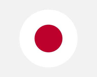 Japan Round Country Flag. Japanese Circle National Flag. Nippon Nihon Circular Shape Button Banner. EPS Vector Illustration.