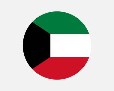 Kuwait Round Country Flag. Kuwaiti Circle National Flag. State of Kuwait Circular Shape Button Banner. EPS Vector Illustration.