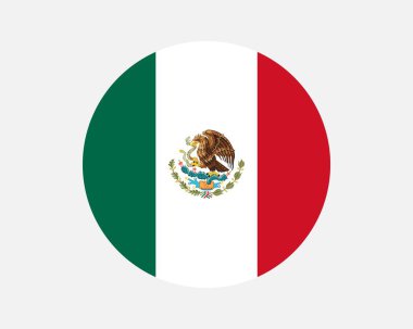 Mexico Round Country Flag. Mexican Circle National Flag. United Mexican States Circular Shape Button Banner. EPS Vector Illustration.