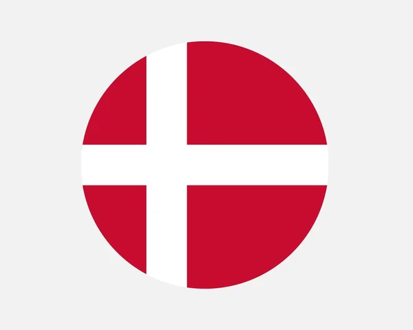 Bandera Dinamarca Bandera Nacional Danesa Circular Banner Botón Forma Círculo — Archivo Imágenes Vectoriales