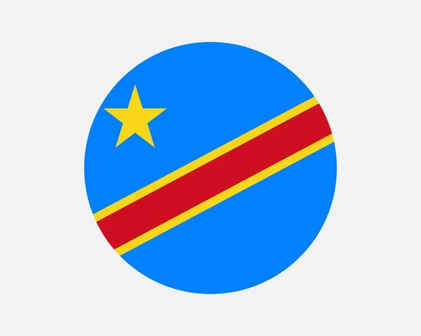 Congo Kinshasa Country Flag Circular Drc National Flag Banner Botón — Archivo Imágenes Vectoriales