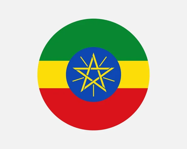Etiopía Bandera País Redonda Circular Ethiopian National Flag Banner Botón — Archivo Imágenes Vectoriales