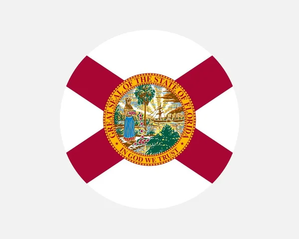 Florida Estados Unidos Bandera Del Estado Redonda Circle Flag State — Archivo Imágenes Vectoriales