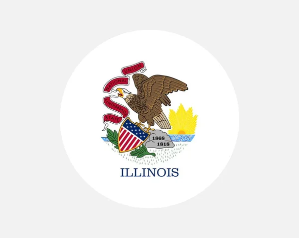 イリノイ州の州旗 アメリカのサークル フラッグだ 米国イリノイ州円形状ボタンバナーの状態 Epsベクトルイラスト — ストックベクタ