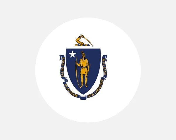 Massachusetts Usa State Flag Circle Flag State Massachusetts United States — Stock vektor