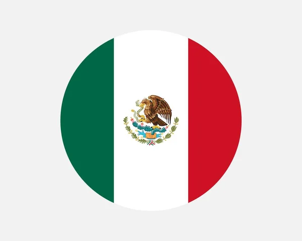 メキシコ ラウンド カントリー フラッグ メキシカン サークル国立旗 米国メキシコ円形ボタンバナー Epsベクトルイラスト — ストックベクタ