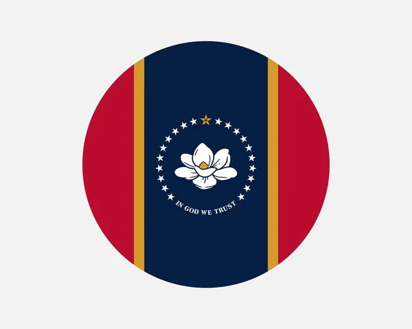 Mississippi Usa State Flag Circle Flag State Mississippi United States — Stockový vektor