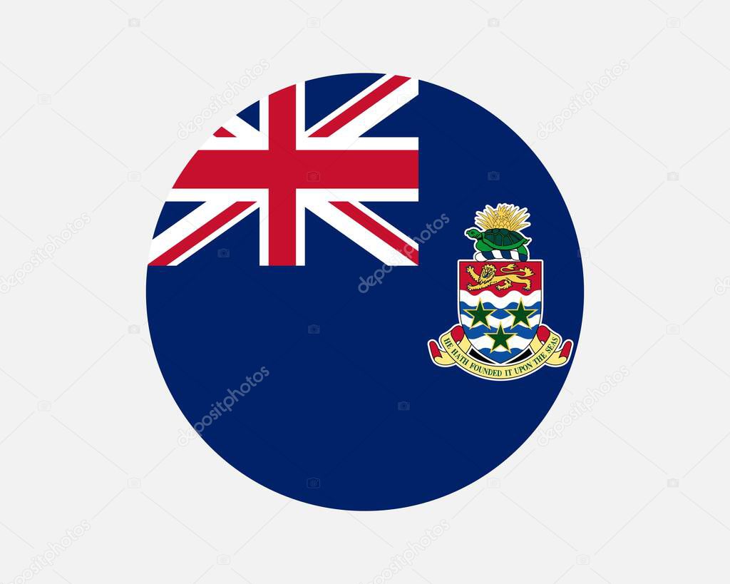 Cayman Islands Round Flag. Cayman Islands Circle Flag. British Overseas Territory Circular Shape Button Banner. EPS Vector Illustration.