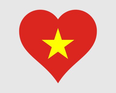 Vietnam Kalp Bayrağı. Vietnam Aşk Şekli Ülke Bayrağı. Ulusal Bayrak. Vietnam Sosyalist Cumhuriyeti Afiş Simgesi Sembolü. EPS Vektör İllüstrasyonu.
