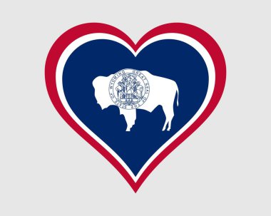 Wyoming Amerikan Kalp Bayrağı. ABD 'nin Sevgi Şekli Eyalet Bayrağı. Eşitlik Devleti Amerika Birleşik Devletleri Simge Simgesi Simgesi Clipart 'ı imzaladı. EPS Vektör İllüstrasyonu.