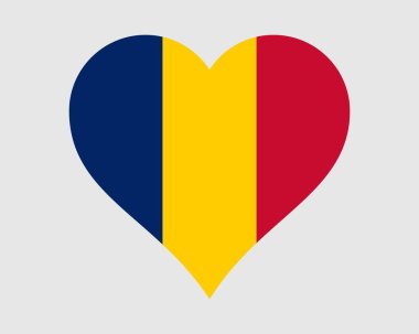 Chad Heart bayrağı. Chadian Love Shape Ülke Bayrağı. Chad Banner Simge Simgesi Cumhuriyeti. EPS Vektör İllüstrasyonu.
