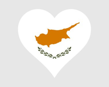 Kıbrıs Kalp Bayrağı. Kıbrıs Rum Aşk Şekli Ülke Bayrağı. Kıbrıs Cumhuriyeti Sancak Simgesi İmza Sembolü. EPS Vektör İllüstrasyonu.
