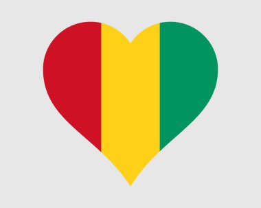 Gine Kalp Bayrağı. Guinean Love Shape Ülke Bayrağı. Gine Sancak Simgesi Cumhuriyeti İşaret Sembolü. EPS Vektör İllüstrasyonu.
