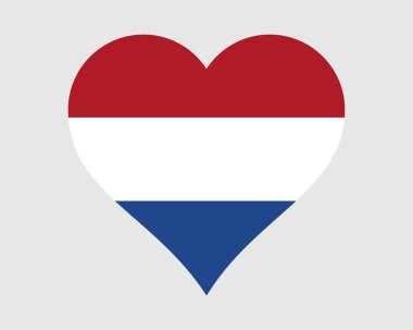 Hollanda Kalp Bayrağı. Hollanda Aşk Şekli Ülke Bayrağı. Hollanda Sancak Simgesi Sembolü. EPS Vektör İllüstrasyonu.