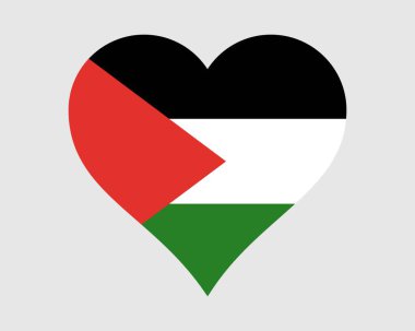 Filistin Kalp Bayrağı. Filistin Aşk Şeklinde Ülke Bayrağı. Filistin Sancak Simgesi İmza Sembolü. EPS Vektör İllüstrasyonu.