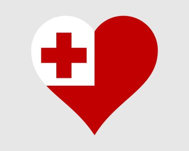 Tonga Kalp Bayrağı. Tongan Love Shape Country Nation Ulusal Bayrağı. Tonga Sancak Simgesi İşaret Sembolü Krallığı. EPS Vektör İllüstrasyonu.