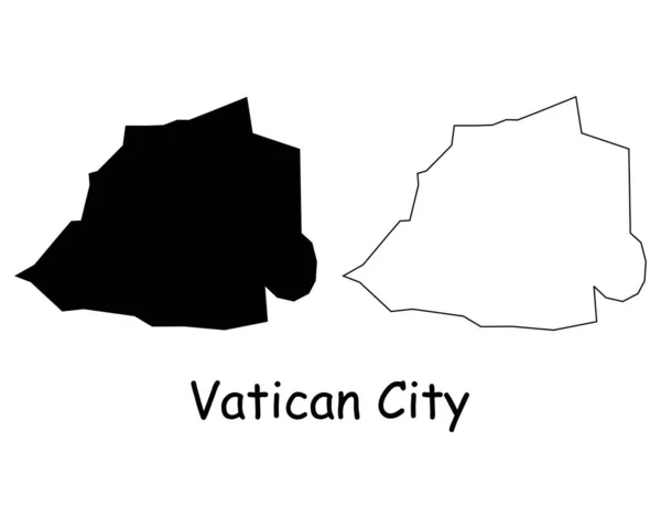 Карта Ватикана Черный Силуэт Святого Престола Очертания Карты Изолированы Белом — стоковый вектор