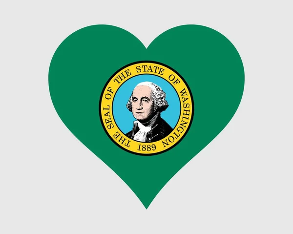 Washington Amerikai Szívzászló Szerelem Alakzat Állami Zászló Evergreen State Amerikai — Stock Vector