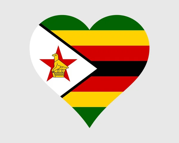 Bandera Del Corazón Zimbabue Zimbabue Zimbo Love Shape País Nación — Archivo Imágenes Vectoriales