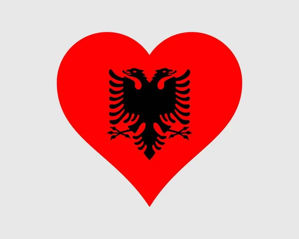 Albanie Drapeau Coeur Drapeau National Nation Albanaise Love Shape Country — Image vectorielle