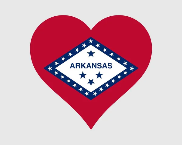 Arkansas Usa Herz Flagge Love Shape State Flag Arkansas Vereinigte — Stockvektor