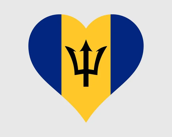 Barbados Heart Flag Barbadian Bajan Love Shape Country Nation National — Stockvektor