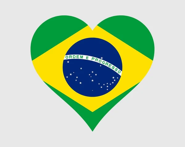 ブラジルのハートフラッグ ブラジルの愛の形国国旗 ブラジル連邦共和国バナーアイコン記号 Epsベクトルイラスト — ストックベクタ