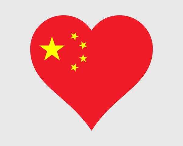 Bendera China Heart Cinta Cina Bentuk Negara Bendera Nasional Ikon - Stok Vektor