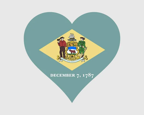 Delaware Usa Heart Flag Love Shape State Flag Delaware Usa — Stock vektor