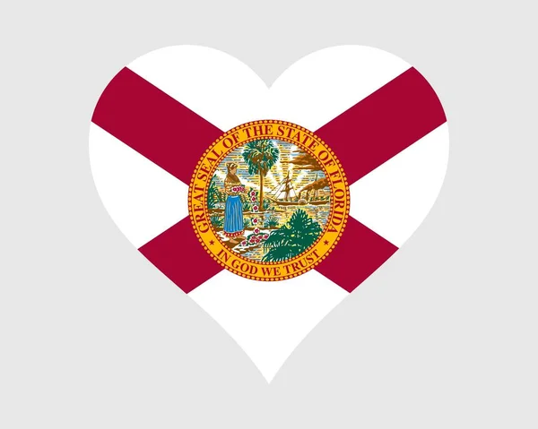 Florida Usa Heart Flag Love Shape State Flag Прапор Флориди — стоковий вектор