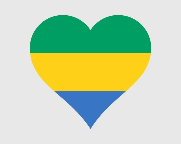 Bandeira Coração Gabão Gabonaise Love Shape Country Nation Bandeira Nacional — Vetor de Stock